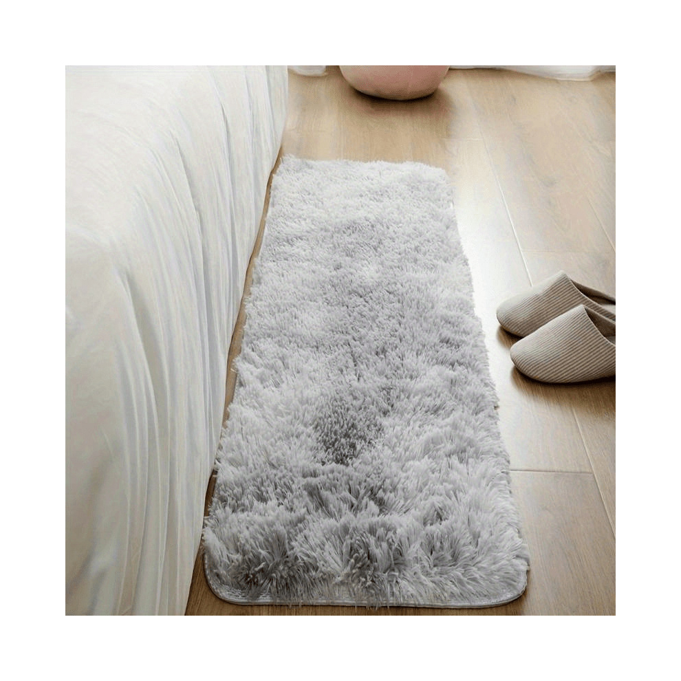 1pc Transform Your Home Add A Touch Of Elegance To Your Home With This Tie dyed Light Gray Long Silk Wool Rug-image-OPC-PCNZNVV-NEW