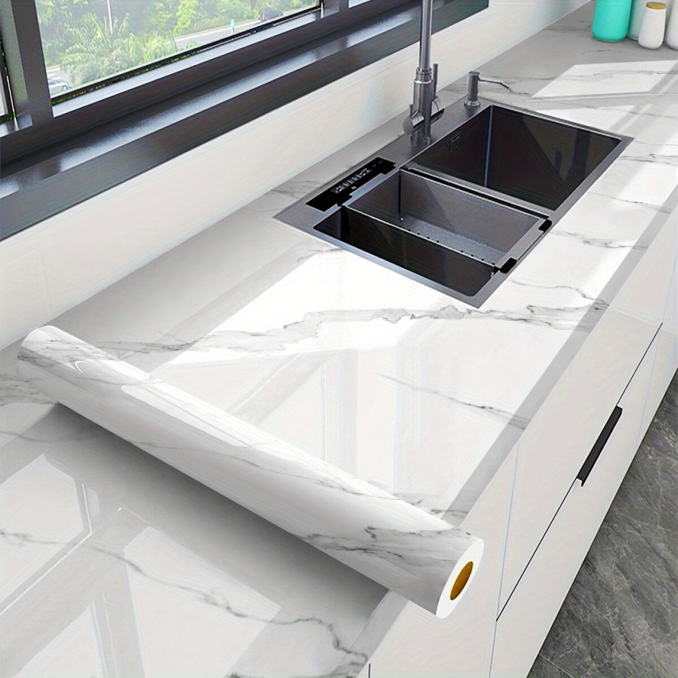 1Pc Paper For Countertops Waterproof Granite Gray Marble Wallpaper Paper Peel And Stick Marble For Kitchen Countertops Cabinet And Bathroom Pvc Easily 885675657564