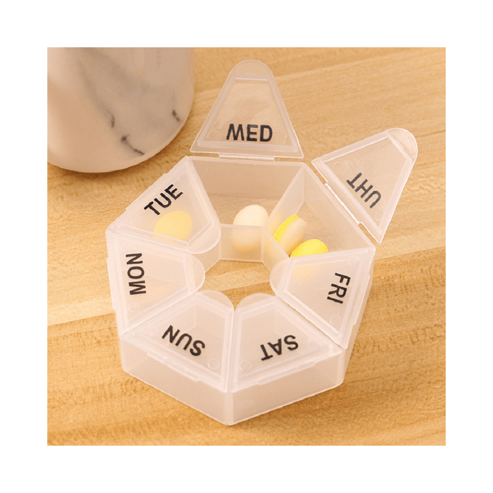 1pc Weekly 7 Pill Organizer Portable Travel Pill Box Dispenser Medicine Case For Vitamin Fish Pills Supplements Large Compartments