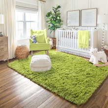1pc Soft Shaggy Rugs Fluffy Carpets Green Lawn Plush Area Rug For Living Room Bedroom Girls Kids Room Nursery Home Decor Non Slip Plush Indoor Floor B