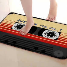 1pc Soft Area Rug Magnetic Tape Print Living Room Bedroom Decoration Non Slip Floor Mat Vintage Polyester Square Washable Bath Mat For Kitchen Living
