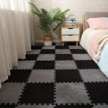 10pcs Plush Puzzle Foam Floor Mat Square Interlocking Carpet Fluffy Area Rug Protective Anti Slip Comfort Mosaic Pads Foam Floor Mats For Living Room