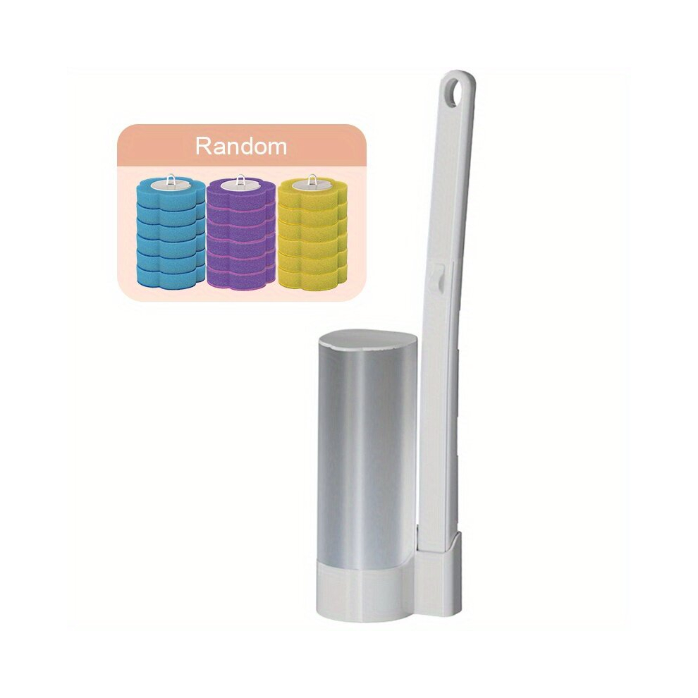 1set Disposable Toilet Brush Dissolving Replacement Head Toilet Cleaning Brush Set No Dead Corner Decontamination Household Throwable Toilet Brush
