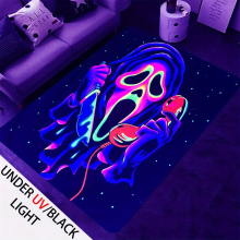 1pc UV Light Flannel Luminous Rug Skull Pattern Rug Non Woven Back UV Reactive Glow Large Non Slip Mat Bedroom Living Room Playroom Skull Pattern Rug