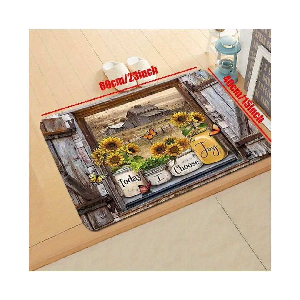 1pc Soft and Absorbent Sunflower Kitchen Rug with Non Slip Silicone Strip Perfect for Living Room Bedroom Farmhouse Kitchen and Home Office Machine Wa-image-OPC-PCNZQZF-NEW