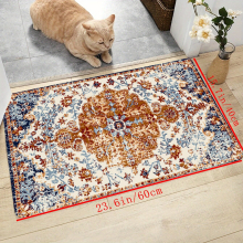 1pc Persian Indoor Mat Pattern Area Rug Non Slip Floor Carpet Home Decor Room Decor Home Kitchen Items