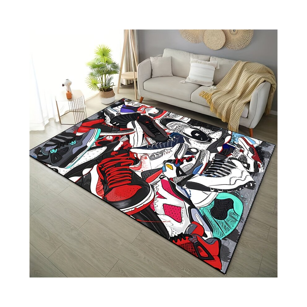 1pc Sports Shoe Doodle Pattern Area Rug Piecing Rug Non Slip Colorful Indoor Carpet Doorway Mats Home Bedroom Game Room Decor Home Decor-image-OPC-PCNZRDK-NEW