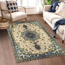 1pc Vintage Persian Floral Area Rug Washable Anti Skid Durable Living Room Carpet for Dining Room and Office Decor