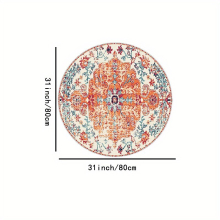 1pc Bohemian Round Carpet Orange Persian Tribe Circular Small Circular Area Carpet Farmhouse Anti Fatigue Soft Bedroom Entrance Hall Carpet Anti skid