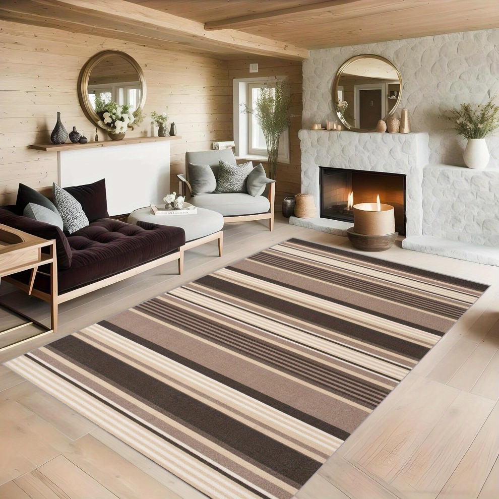 1pc Striped Pattern Area Rug Machine Washable Soft Non Slip And Easy To Clean Suitable For Living Rooms Bedrooms Kitchens And Restaurants-image-OPC-PCNZRW8-NEW