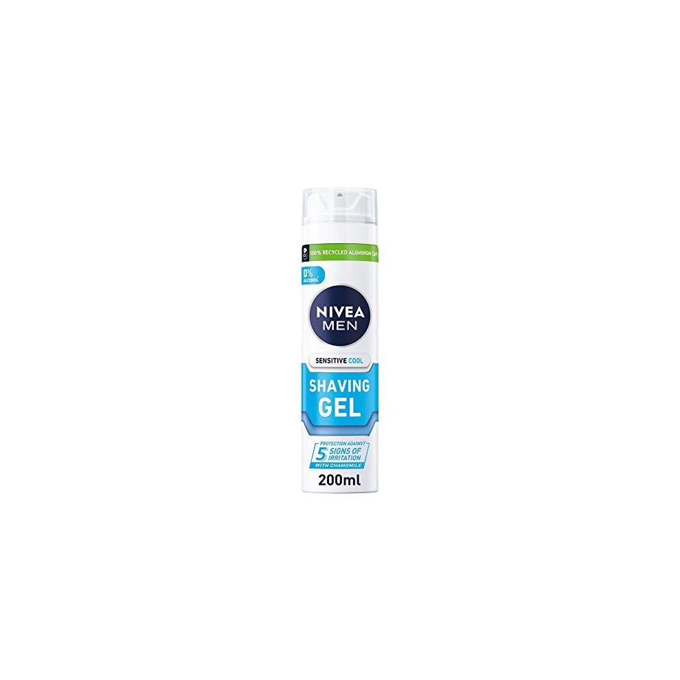 Nivea Men Sensitive Cooling Shaving Gel(200 Ml), Alcohol-Free Cool Sensitive Skin Shaving Gel, Gentle Shave Gel For Men, (Pack Of 6)