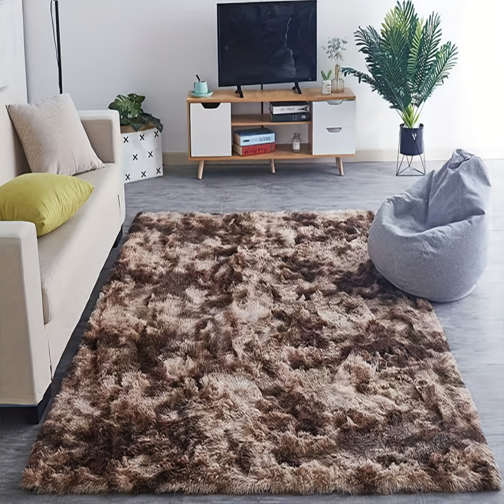 1pc Ultra Plush Soft Area Rugs For Bedroom Living Room Tie Dyed Plush Fluffy Bedside Rug Washable Shag Furry Carpet Non Shedding For Nursery Children