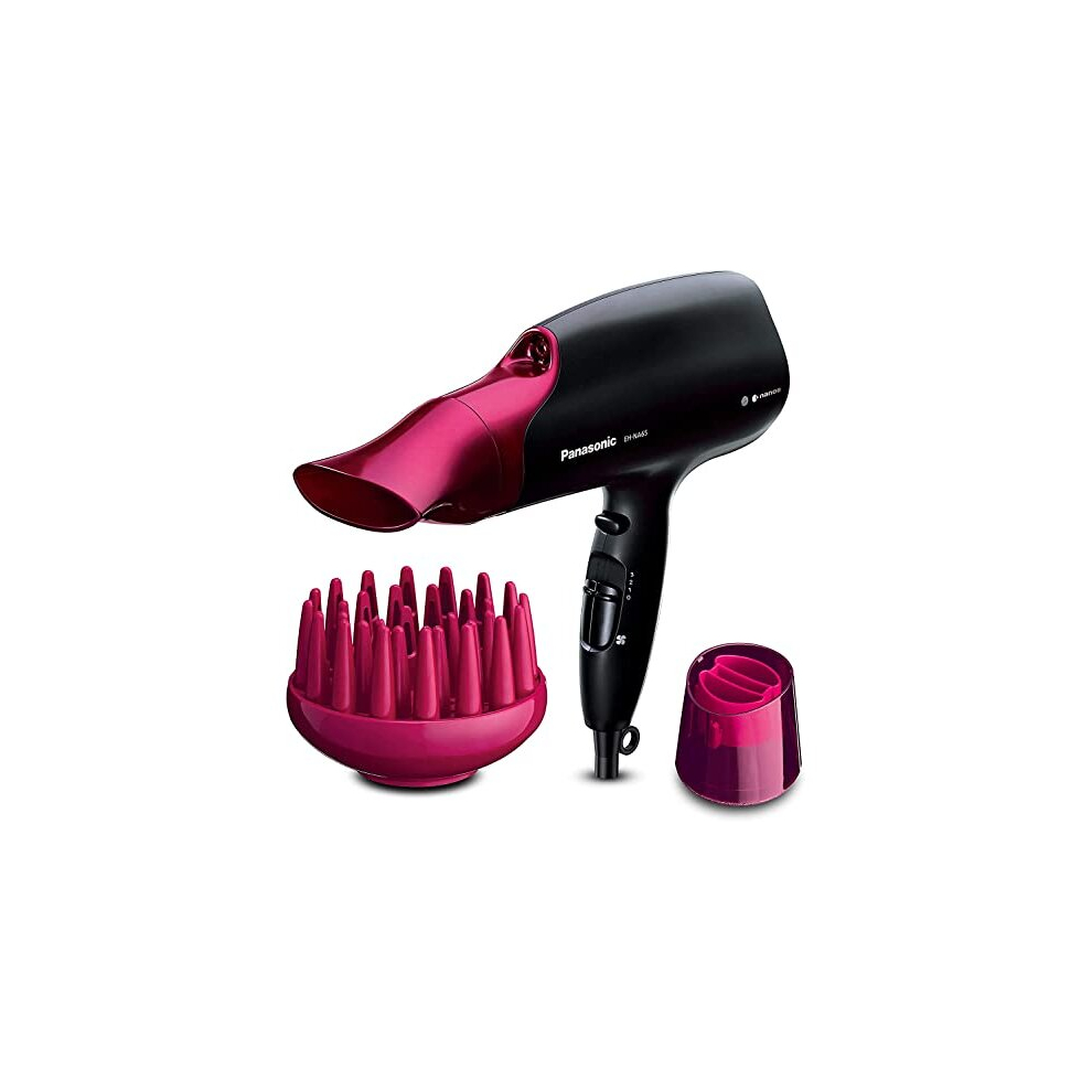 Panasonic EH-NA65 Nanoe Hair Dryer with Diffuser, Quick Dry & Styling Nozzle - Visibly Improved Shine (Pink), Gifts for women