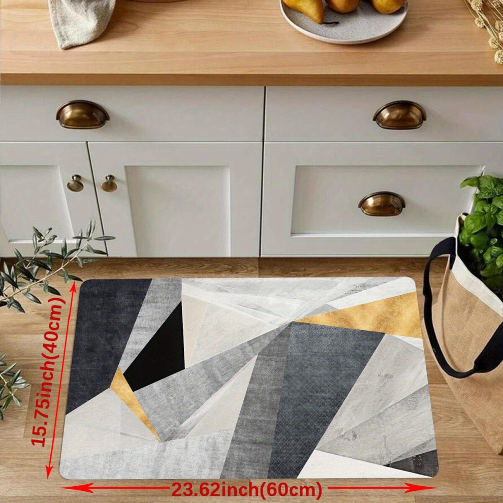 1pc Nordic Geometric Non Slip Kitchen and Living Room Floor Mat Washable Polyester Carpet for Anti Fatigue Comfort Machine Washable 19 69 x 31 50 Inch-image-OPC-PCNZSTJ-NEW