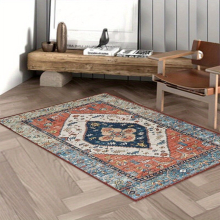 1pc Vintage Persian Area Rug Boho Living Room Rug Non slip Floor Mat For Living Room Non Skid TPR Backing Non shedding Machine Washable Living Room Be