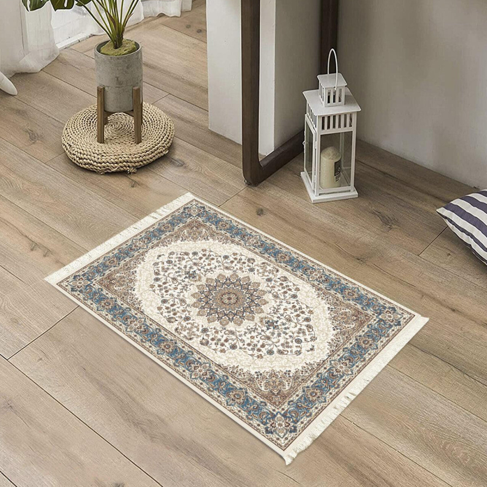 1pc Bohemian Print Floor Mat Vintage Square Living Room Study Room Woven Printed Floor Mat For Front Porch Kitchen Bathroom Entry Way bedroom Beside-image-OPC-PCNZSXK-NEW