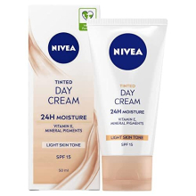 NIVEA Tinted Moisturising Day Cream in a Pack of (4 x 50 ml), Vitamin E Enriched Tinted Moisturiser with SPF 15, Skin Care Essentials