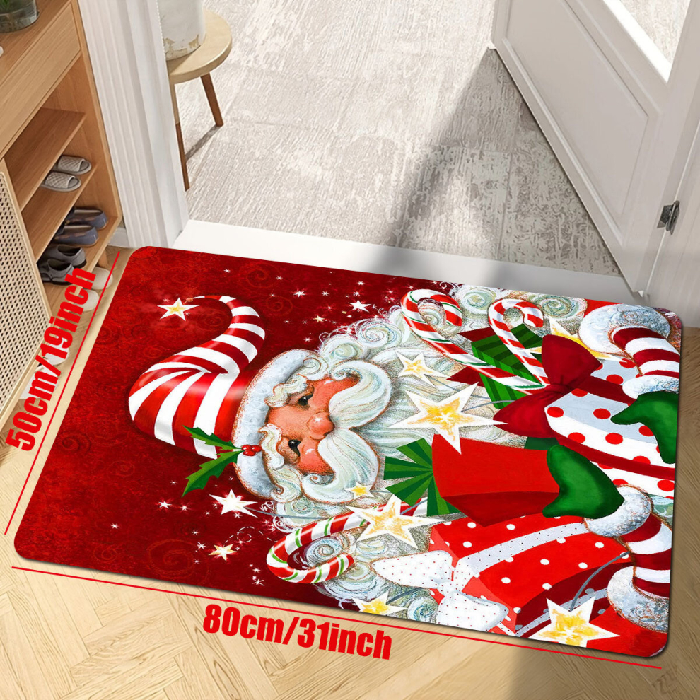 1pc Christmas Pattern Carpet Festive Cartoon Santa Claus With Many Merry Christmas Bathroom Rug Merry Xmas Non Slip Floor Rug Winter Xmas Decor-image-OPC-PCNZSZ2-NEW