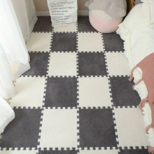 10pcs Plush Puzzle Foam Floor Mat Square Interlocking Carpet Fluffy Area Rug Protective Anti Slip Comfort Pads Foam Floor Mats 12in 12in