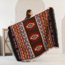 1pc Nordic National Style Kilim Thread Blanket Sofa Towel Blanket RV Blanket Outdoor Camping Blanket 51 1in 70 8in