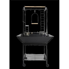 26 x 25 x 48 in. Parrot Play Stand with Ladders & Toy Hooks, Black