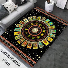1pc UV Light Flannel Luminous Rugs Tarot Pattern Rug Non Woven Back UV Reactive Glow Large Non Slip Mat Bedroom Liviing Room Playroom Rug Room Decor