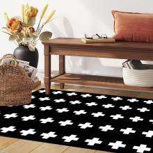 1pc Crystal Velvet Geometric Pattern Area Rug Non slip Square Bedroom Living Room Indoor Carpet Suitable For Living Room Bedroom And Other Areas