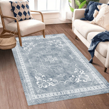 1pc Waterproof Persian Floral Area Rug Stain Resistant Washable Anti Slip Backing Perfect for Living Room Bedroom Dining Room and Home Office Non Shed