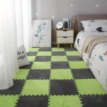 12pcs Plush Puzzle Foam Floor Mat Bay Window Mat Seat Mat Square Interlocking Carpet Fluffy Area Rug Protective Anti Slip Comfort Seat Pads Foam Floor