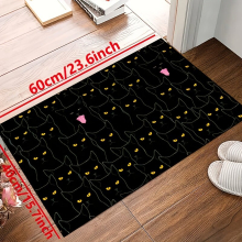 1pc Cat With Yellow Eyes Printed Kitchen Rugs Mats Non Skid Washable Throw Rugs For Living Room Bedroom Rectangular Soft Carpets Entry Rugs Doormat Fo