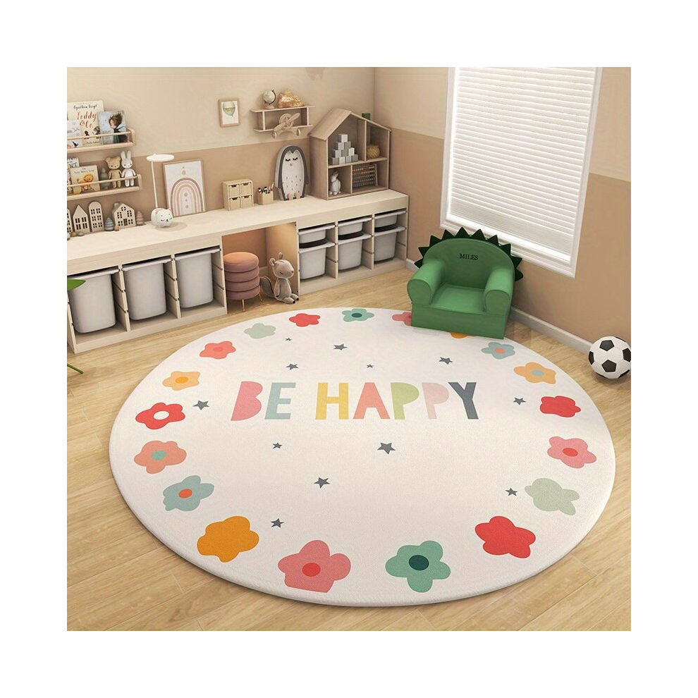 1pc 47in Rainbow Round Kids Play Rug Non slip Soft And Comfortable Alphabet Nursery Area Rug Extra Large Soft Crawling Play Mat For Children Toddlers