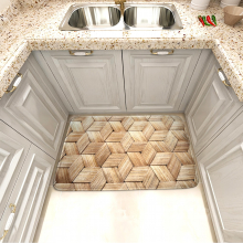 1pc Square Strip Kitchen Mat Home Kitchen Non slip proof Floor Mat Kitchen Indoor Floor Runner Rug Doormat Absorbent Carpet Simulated Wood Grain Patte