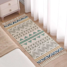 1pc Cotton Area Rug Handwoven Kitchen Rug Washable Woven Floor Mat With Tassels Geometric Bohemian Throw Rugs For Kitchen Living Room Bedroom Bathroom