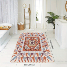 1pc Vintage Area Rug Faux Cashmere Persian Rug Anti Slip TPR Backing Machine Washable Carpet Large Rugs For Living Room Bedroom Dining Room Kitchen Ba