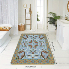 1pc Vintage Area Rug green Faux Cashmere Persian Rug Anti Slip TPR Backing Machine Washable Carpet Large Rugs For Living Room Bedroom Dining Room Kitc