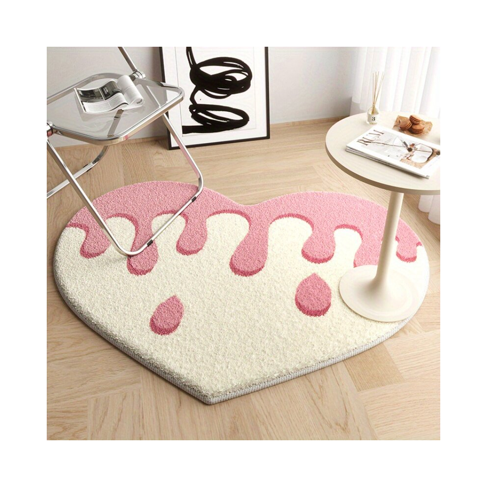 1pc Heart Shaped Non Slip Rugs for Girls Bedroom Living Room Bathroom Kitchen and Hallway Soft and Thickened Area Rugs with Cartoon Perfect Bathroom A-image-OPC-PCNZWXQ-NEW
