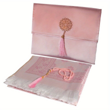 1 set Portable Muslim Prayer Mat and Beads Set Soft and Durable Travel Prayer Mat with Tassels Perfect Islamic Gift for Home School and Travel Classro