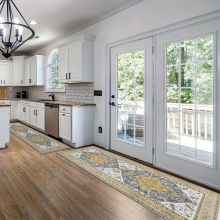 1pc Stain Resistant Vintage Persian Runner Rug for Laundry Room Hallway and Stairs Soft and Non Slip Machine Washable Carpet for Hardwood Floors