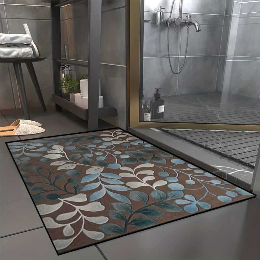 1pc Crystal Velvet Leaf Flower Vine Area Rugs Light Floor Mat Door Mat Entrance Absorption Door Mat Plant Leaf Pattern Bedroom Living Room Anti slip P-image-OPC-PCNZXBV-NEW