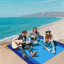1pc Picnic Blanket Waterproof Emergency Camping Beach Blanket With 4 Fixed Nails Storage Bag And Carabiner Washable Sandproof Large Outdoor Blanket Fo