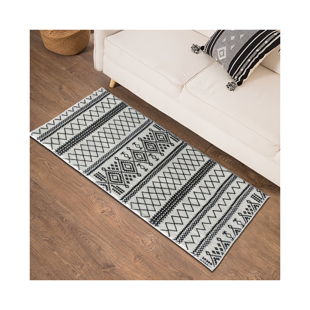 1pc Geometric Cotton Area Rug Modern Gray Throw Rug Foldable Washable Without Creases Decorative Vintage Rugs Runner For Living Room Bedroom Hallway-image-OPC-PCNZVDP-NEW