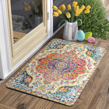 1pc Anti Slip Persian Hallway Balcon Polyester Carpet Vintage Boho Kitchen Foam Mat Absorbent Bath Mat Laundry Floor Mat Entrance Doormat Washable Hou