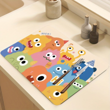 1pc Monster Kitchen Drain Mat Cartoon Absorbent Quick Drying Bar Coaster Place Mat Dining Table Heat Insulation Mat Novelty Tool Gadgets Home Decor Ro