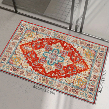 1pc Vintage Persian Style Kitchen Rug Cushioned Anti Fatigue Floor Mat Boho Waterproof Non Slip Runner Rug Bedside Rug Entrance Welcome Doormat Absorb