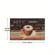 1pc Coffee Printed Floor Mat Brown Coffee Cup Carpet Farmhouse Anti Fatigue Kitchen Carpet Anti skid Washable Kitchen Dining Room Floor Small Office h