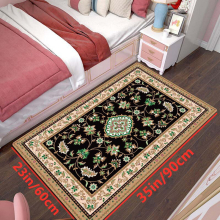 1pc Classic European Persian Rugs Symmetric Floral Green Pattern Soft Kids Room Throw Carpet Non Slip Bathroom Rugs Indoor Floor Mats Kitchen Runner R