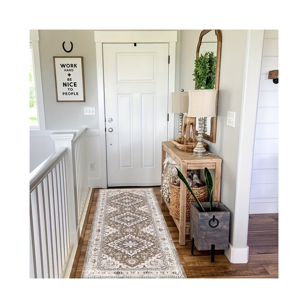 1pc Vintage Persian Faux Silk Runner Rugs Soft Boho Laundry Room Rug Long Hallway Rugs Extra Long Runner Kitchen Mat Soft Non Slip Machine Washable St-image-OPC-PCNZYSW-NEW