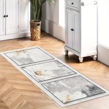 1PC Gray With Three Rectangular Small Flower Mat Soft Indoor Carpet Bedroom Carpet Bedside Carpet Suitable For Various Areas In The Bedroom room Decor
