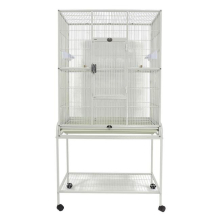 31 x 20 in. Flight Cage & Removable Stand with Bottom Shelf, White