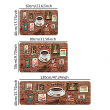 1pc Coffee Theme Runner Rug Persian Anti fatigue Kitchen Mat Vintage Boho Anti Slip Hallway Balcon Polyester Carpet Absorbent Bath Mat Laundry Floor M